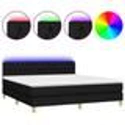 vidaXL Sommier à lattes de lit avec matelas LED Noir 160x200 cm Tissu - 160 x 200 cm