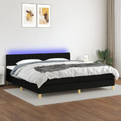 vidaXL Lit avec sommier et LED - Noir 200x200 cm