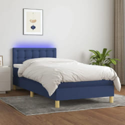 VIDAXL Sommier à lattes avec LED - Matelas à ressorts ensachés Bleu 90x190 cm