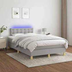 vidaXL Sommier à lattes et matelas 120x200 cm - Gris clair LED