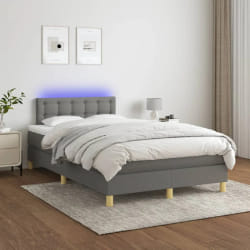 VIDAXL Sommier à lattes avec LED - Matelas à ressorts ensachés Gris foncé 120x200 cm