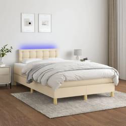 VIDAXL Sommier LED Crème 120x200 cm Tissu