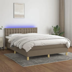 VidaXL Sommier à lattes de lit LED 140x190 cm - Taupe
