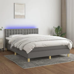 VIDAXL Sommier à Lattes avec Matelas LED 140x200 cm Gris foncé