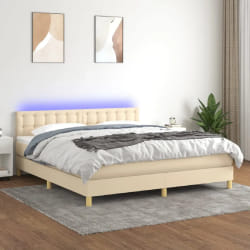 vidaXL Sommier à lattes Crème 160x200 cm LED