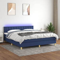 Vidaxl - Sommier À Lattes De Lit Avec Matelas Led Bleu 160x200 Cm Tissu
