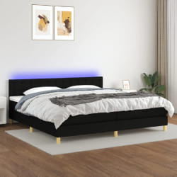 vidaXL Sommier et matelas avec LED - Noir 200x200 cm