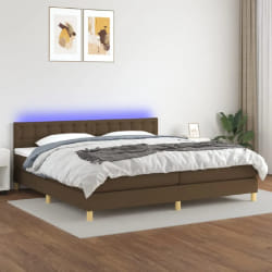 VIDAXL Sommier à lattes de lit avec matelas et LED - Marron foncé