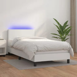 vidaXL Sommier à lattes avec matelas et LED 90x190 cm - Blanc
