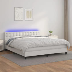 VIDAXL Sommier avec matelas et LED 180x200 cm - Blanc