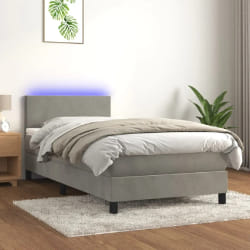 vidaXL Sommier LED - Gris clair 90x200 cm