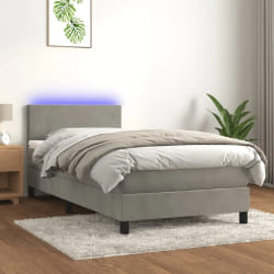 vidaXL Sommier à lattes avec matelas et LED - Gris clair 100x200 cm