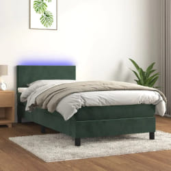 vidaXL Sommier avec Matelas LED Vert Foncé 100x200 cm
