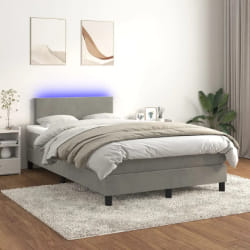 vidaXL Sommier à lattes avec matelas LED 120x200 cm - Gris clair