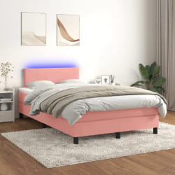 VIDA XL Sommier LED 120x200 cm - Rose Velours