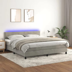 vidaXL Sommier à Lattes et Matelas LED Gris Clair 180x200 cm