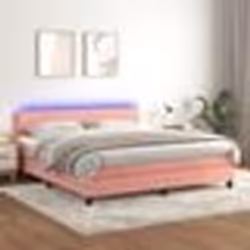 vidaXL Sommier à lattes de lit avec matelas LED Rose 180x200cm Velours - 180 x 200 cm
