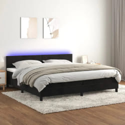 vidaXL Sommier à lattes de lit avec matelas LED Noir 200x200cm Velours - 200 x 200 cm
