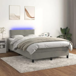 VIDAXL Sommier à lattes avec Matelas LED Gris clair