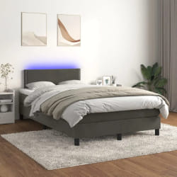 VIDAXL Sommier à lattes avec matelas et LED 120x200 cm - Gris foncé
