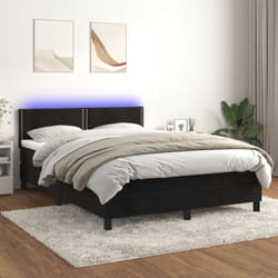 Vidaxl - Sommier À Lattes De Lit Avec Matelas Led Noir 140x190cm Velours