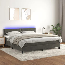 vidaXL Sommier à lattes de lit LED - Gris foncé 160x200 cm