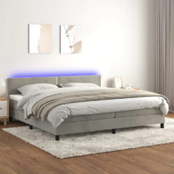 vidaXL Sommier à lattes LED - Gris clair 200x200 cm
