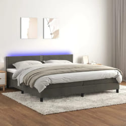 vidaXL Sommier à lattes LED 200x200 cm - Gris foncé velours