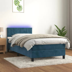 vidaXL Sommier à lattes avec matelas - Bleu foncé - 80x200 cm