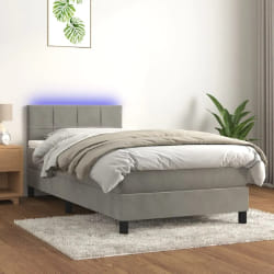 VidaXL Sommier et Matelas LED 90x200 cm - Gris clair