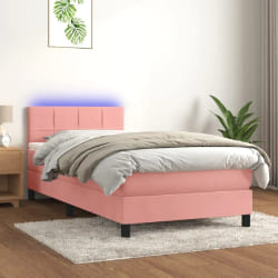 VIDAXL Sommier à lattes avec matelas LED - Rose 100x200 cm