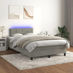 vidaXL Sommier avec LED - Gris clair 120x200 cm
