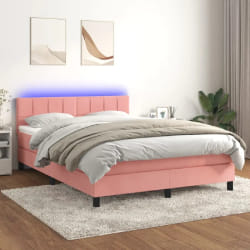 VIDAXL Sommier Tapissier avec Matelas et LED 140x190cm Rose
