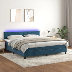 VIDAXL Sommier Matelas LED Bleu foncé - 180x200 cm