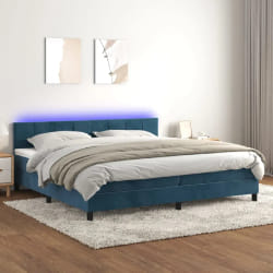 vidaXL Sommier à lattes de lit avec matelas LED - Bleu foncé 200x200 cm