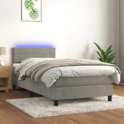 vidaXL Sommier avec matelas et LED 90x190 cm - Gris clair