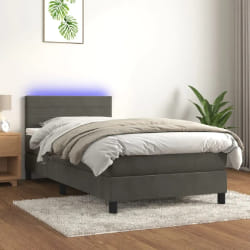 vidaXL Sommiers à lattes et matelas LED 90x190 cm - Gris foncé