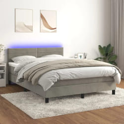 vidaXL Sommier à lattes avec matelas LED - Gris clair 140x200 cm