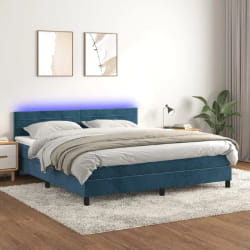 vidaXL Sommier avec LED - Bleu foncé 160x200 cm