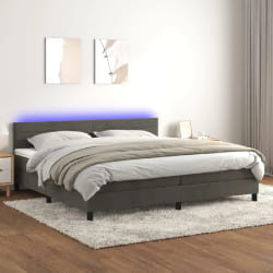 vidaXL 200x200 cm Dark Grey Bed Frame with Mattress and LED