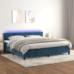 VidaXL Sommier à lattes et matelas LED 200x200 cm Bleu Foncé