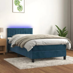 vidaXL Sommier à lattes de lit avec LED - Bleu foncé 80x200 cm