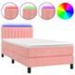 vidaXL Sommier à lattes de lit avec matelas et LED Rose 90x200 cm - 90 x 200 cm