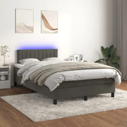 vidaXL Sommier à lattes avec matelas LED 120x200 cm - Gris foncé