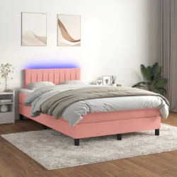 VIDAXL Sommier à lattes avec matelas - LED Rose 120x200 cm