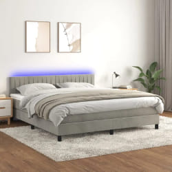 vidaXL Sommier à lattes et matelas LED Gris clair - 160x200 cm
