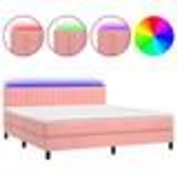 vidaXL Sommier à lattes de lit avec matelas et LED Rose 160x200 cm - 160 x 200 cm