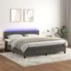 vidaXL Sommier à lattes de lit avec matelas LED Gris foncé 180x200 cm - 180 x 200 cm