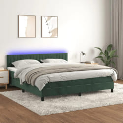 vidaXL Sommier à lattes de lit avec matelas LED 180x200 cm - Vert foncé