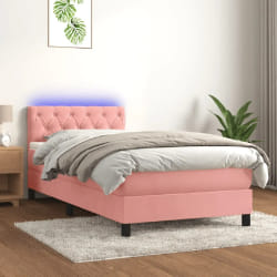 vidaXL Sommier à lattes LED rose 80x200 cm velours